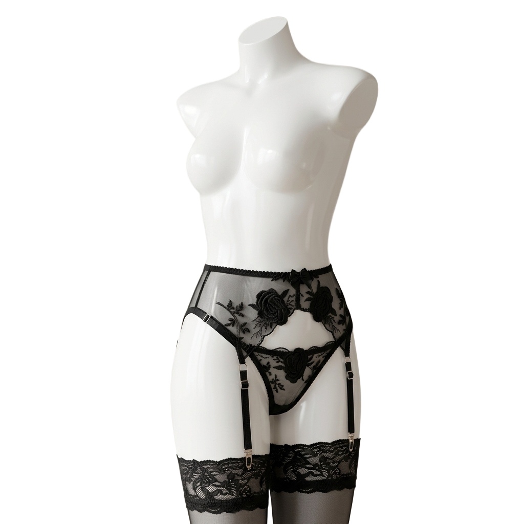 Women's  Embroidered Floral Ga - Garter Belt Set ulasan dan harga