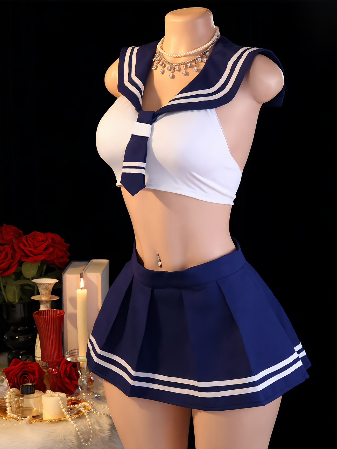 Women's 2Pcs Sailor Role Play  - Garter Belt Set ulasan dan harga