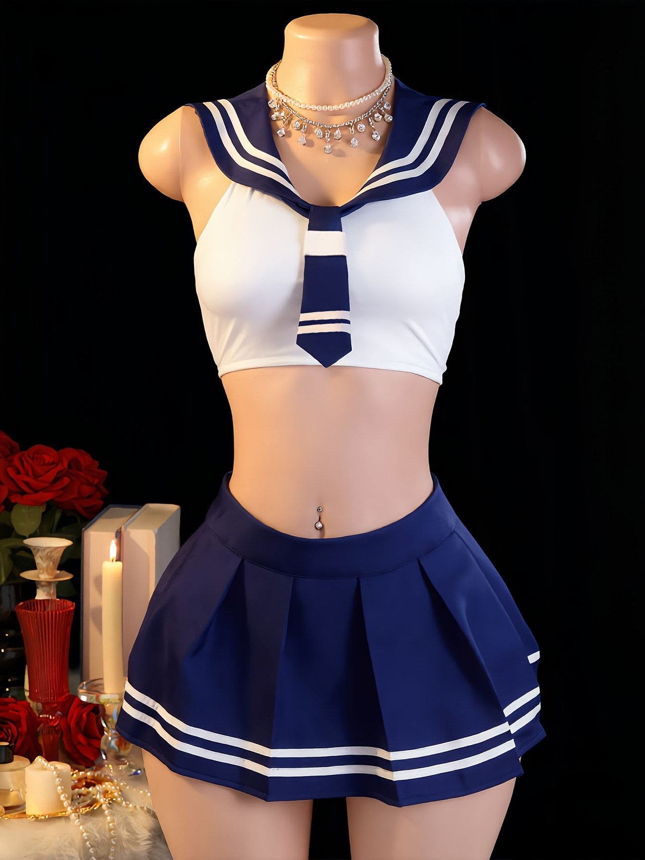 Women's 2Pcs Sailor Role Play  - Garter Belt Set ulasan dan harga